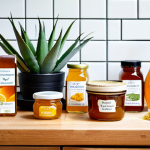 Natural Sweeteners Display**

"A brightly lit, professional photograph showcasing a variety of natural sweeteners arranged artfully on a wooden countertop. Includes honey in a glass jar, a bottle of agave syrup, and a small dish of stevia powder.  Scattered around are relevant ingredients: agave leaves, honeycomb, and stevia plant cuttings.  Background is a clean, modern kitchen. Focus on detail and texture. safe for work, appropriate content, fully clothed, professional, perfect anatomy, natural proportions, well-formed hands, proper finger count, modest, family-friendly."

**